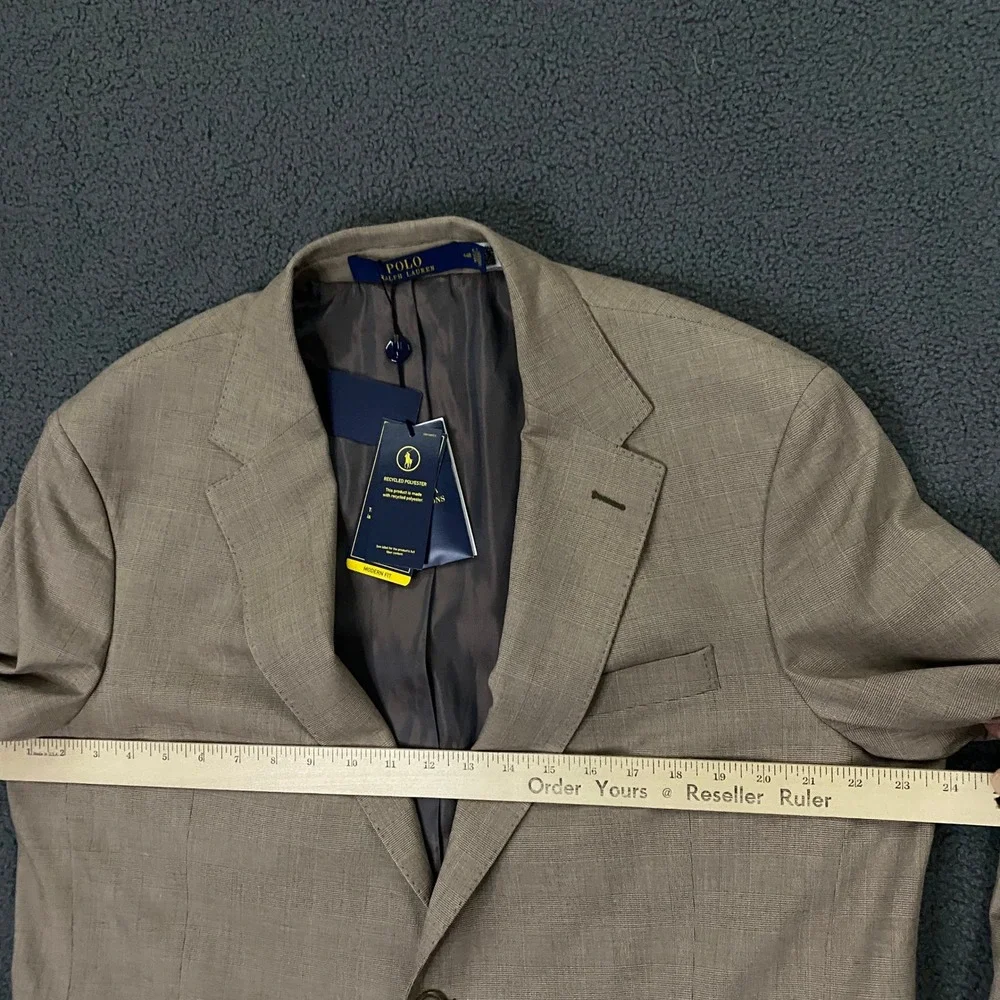 Polo Ralph Lauren Sport Coat Mens 44R Tan Glen Plaid Modern Fit Blazer Jacket